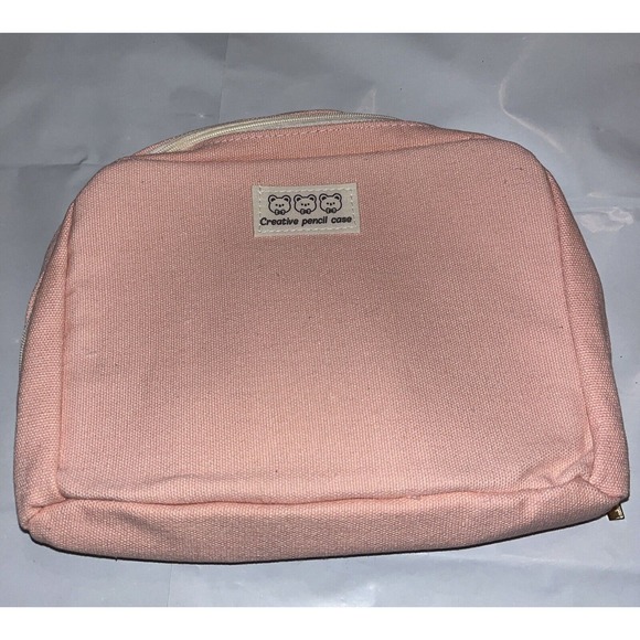 Large Pink Canvas Pencil Case - Picture 1 of 3